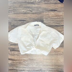 Zara Cream Cropped Shirt